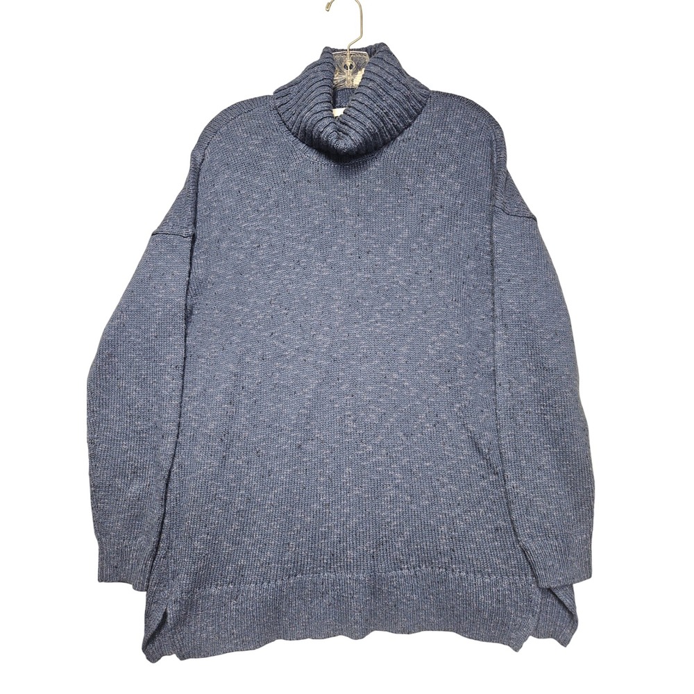 J. Jill Womens Blue Marl Turtleneck Oversized Cotton Blend Sweater XS SSW254071